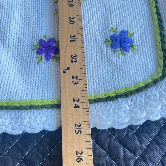 Grandma Knit Cardigan Sweater Womens Large Cream Embroidered Floral - Picture 8 of 8